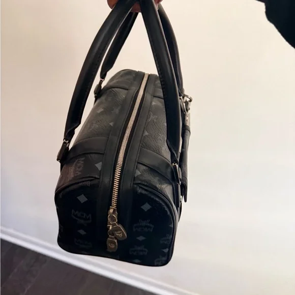 MCM Black Satchel with Silver Accents - Picture 6 of 13